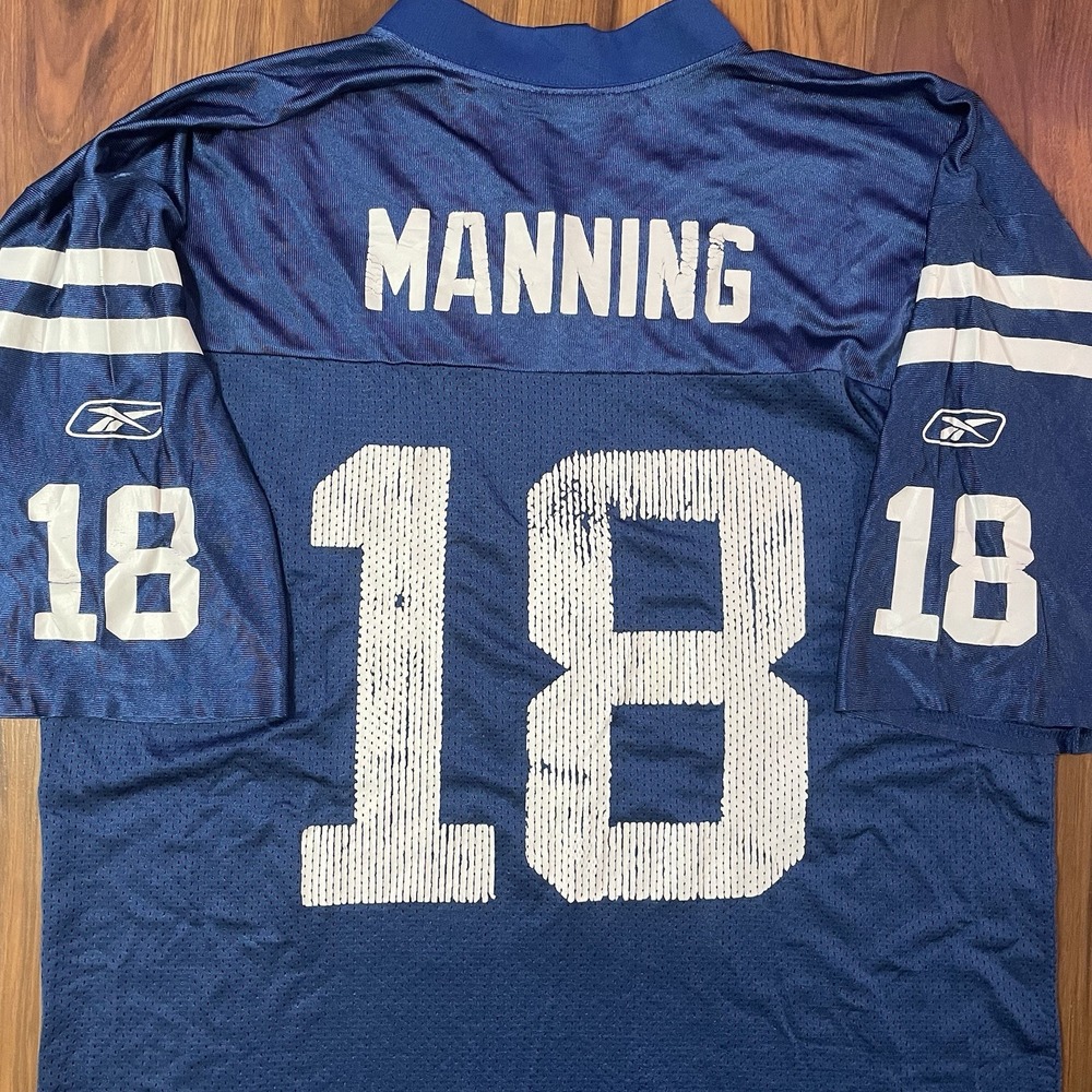 Vintage Peyton Manning #18 Blue Home Jersey NFL Indianapolis Colts Men's L